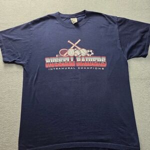 Fruit of Loom T-Shirt Men L Navy Russell Raiders Intramural Champions Graphic